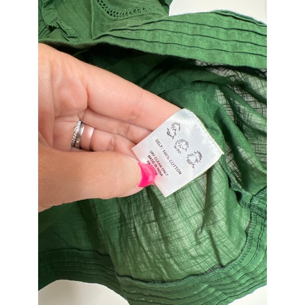 NEW Sea New York Renata PinTuck Details Flutter Sleeves Top Green Size: Small - Picture 5 of 7